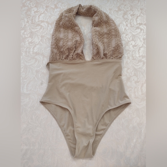 Beige One Piece Bathing Suit - Picture 1 of 3